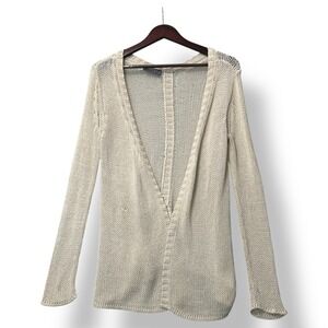 Wooden Ships Paola Buendia Knit Open Front Cardigan Sweater Tan XS‎ Boho Beachy